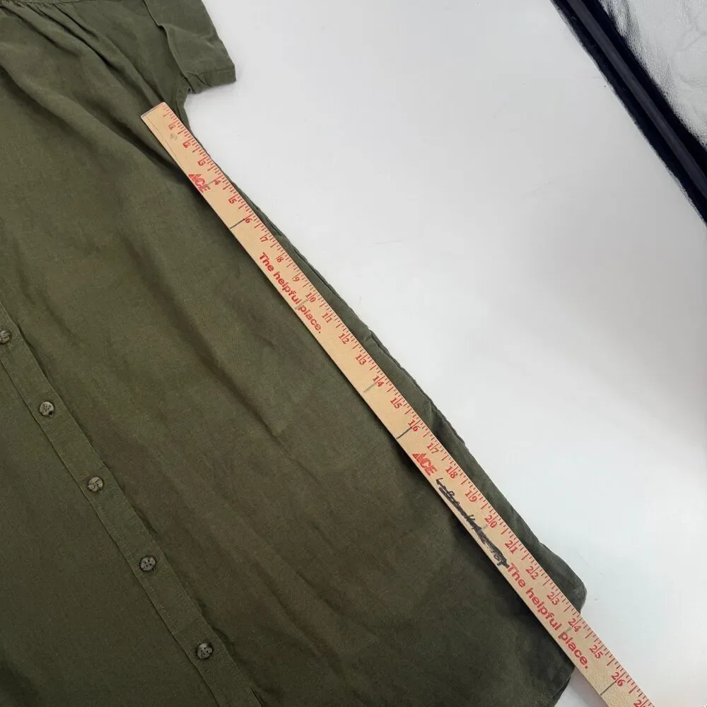 J.Crew Baird McNutt Shirt Dress Irish Linen Button Down Short Sleeve Green Sz S